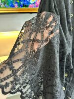 Robe Chemise Midi en Dentelle Noire Élégante avec Ceinture – Image 9