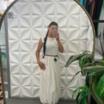 Robe Longue à Pois avec Ceinture