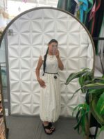 Robe Longue à Pois avec Ceinture