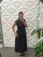 Robe Longue à Pois avec Ceinture – Image 6
