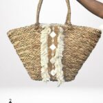 Sac cabas tressé bohème avec détails macramé