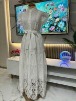 Robe Longue Blanche Dentelle Élégance – Image 7
