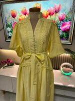 Robe Longue Jaune Pastel Élégance Dentelle – Image 14