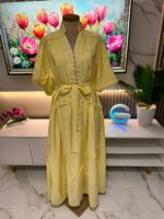 Robe Longue Jaune Pastel Élégance Dentelle