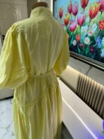 Robe Longue Jaune Pastel Élégance Dentelle – Image 2