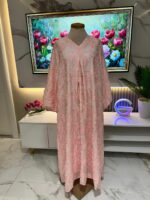 Robe Longue Rose Poudré Jacquard Élégance – Image 7