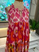 Robe Longue Bohème Panama – Rose Fuchsia Multicolore