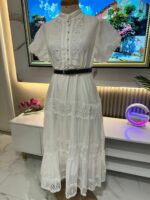 Robe Élégance Dentelle – Col Montant & Ceinture – Image 5