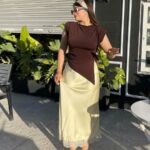 Jupe longue   avec finition dentelle