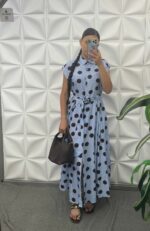 Robe Longue à Pois avec Ceinture – Image 4