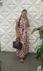 Robe Longue à Pois avec Ceinture – Image 2