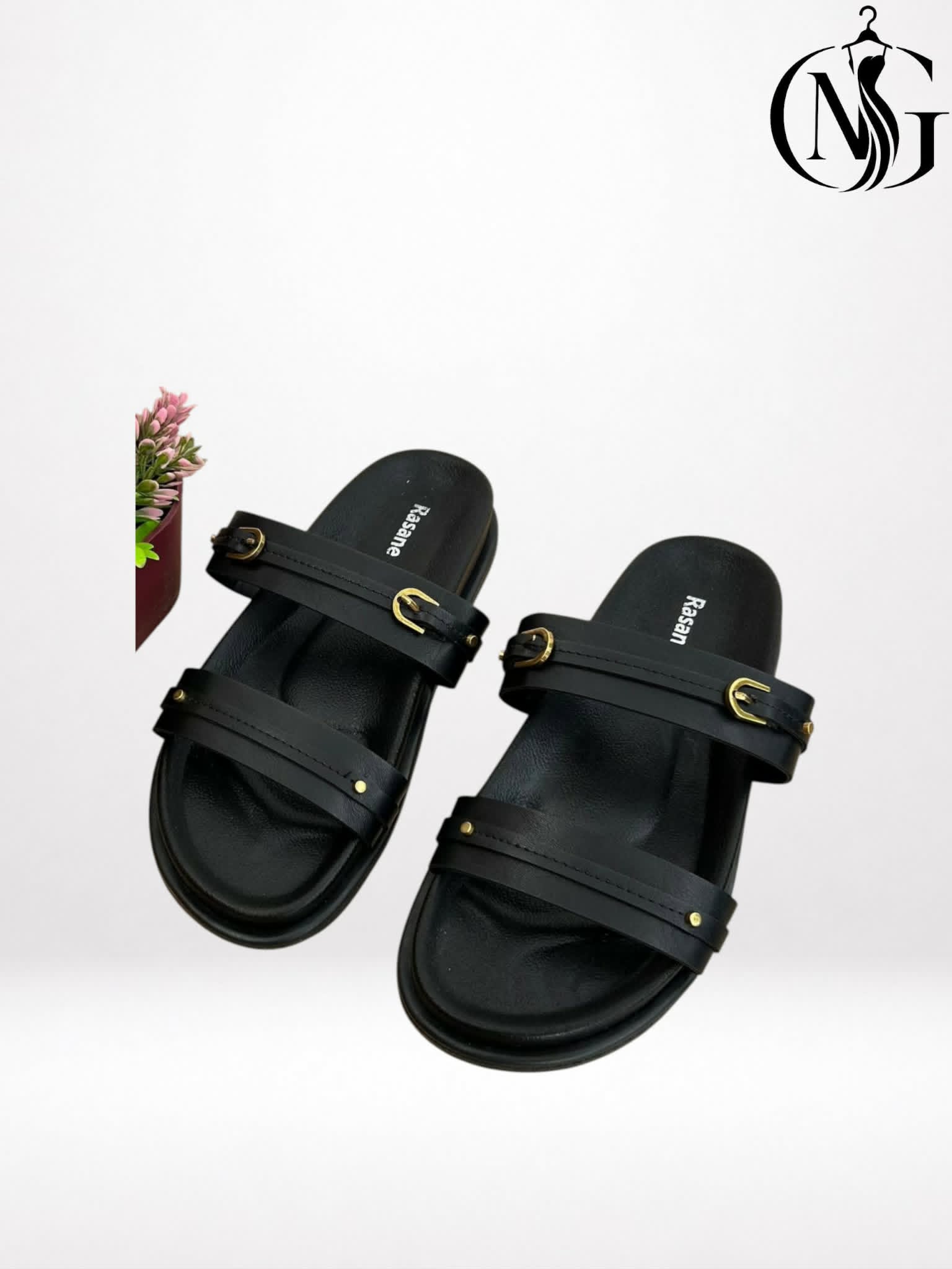 rrrrrrrr noir Mules plates confortables et élégantes – Image 1