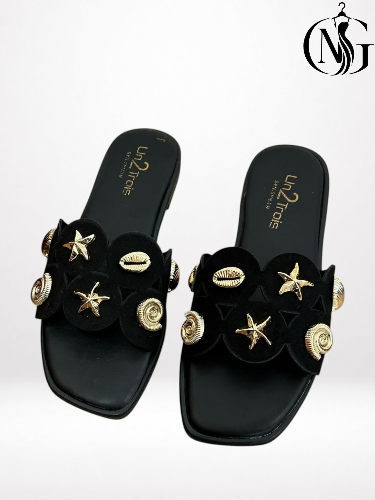 t noir Mules plates confortables et élégantes – Image 1